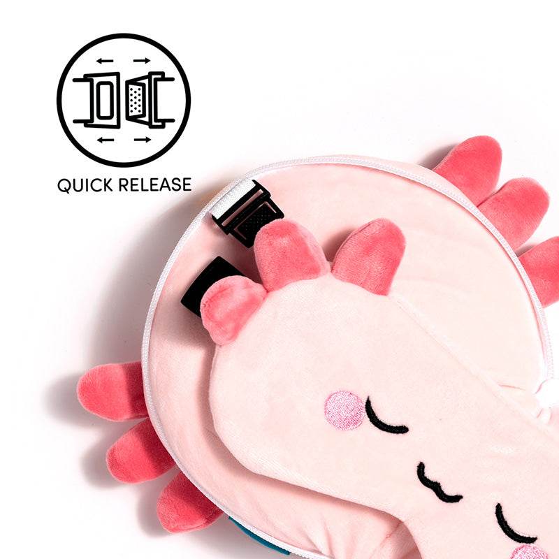 Relaxeazzz Adoramals Maddie the Axolotl Travel Pillow & Eye Mask - Gift Arch