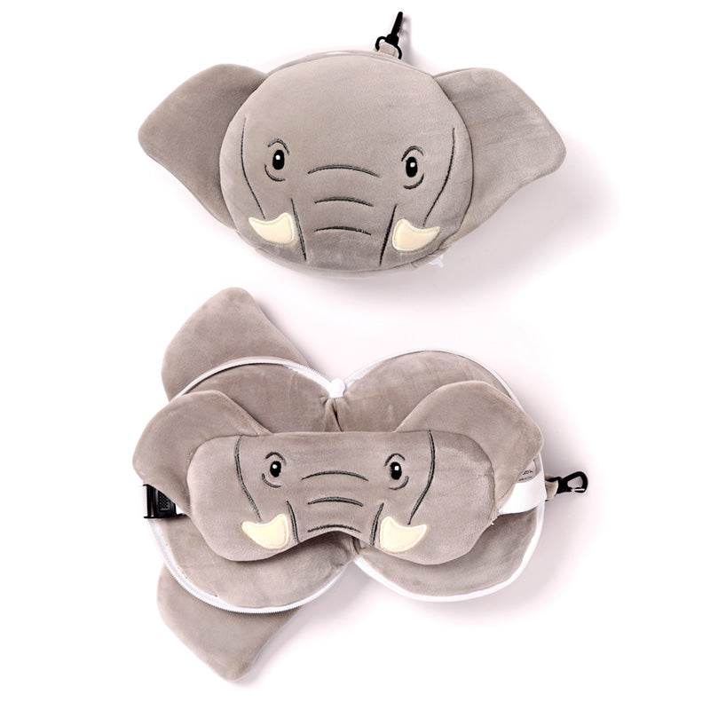 Relaxeazzz Elephant Plush Travel Pillow & Eye Mask - Gift Arch