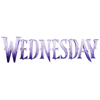 Purple and white gradient gothic font wednesday t-shirt design.
