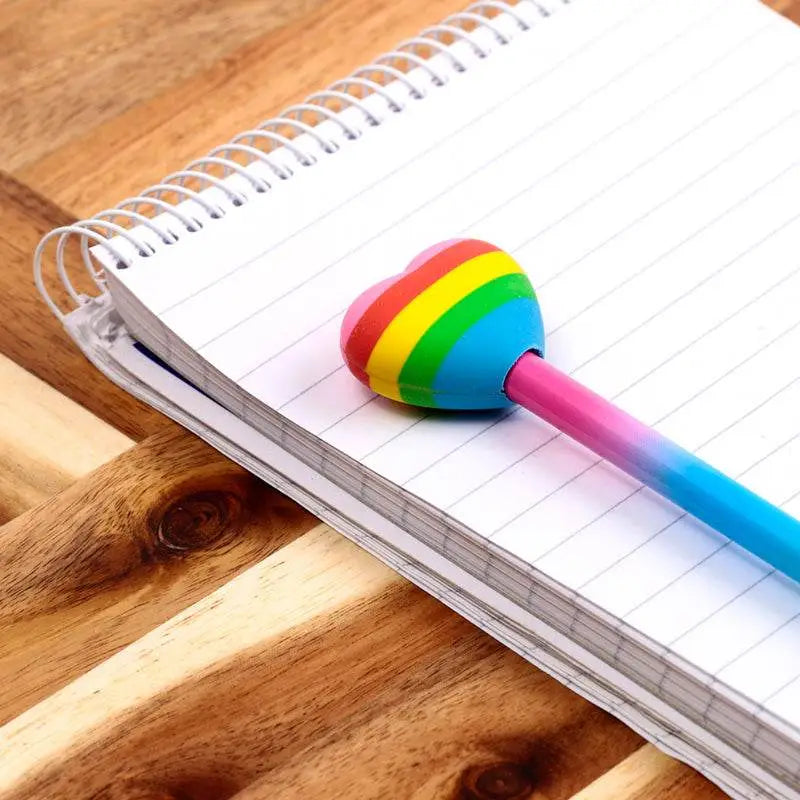 Rainbow Heart Pencil & Eraser Topper - Rainbow Gifts