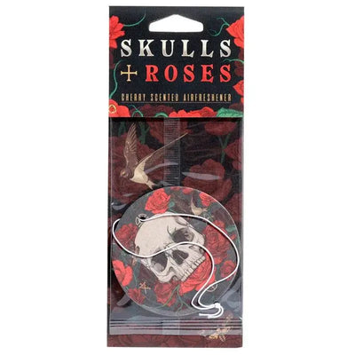 Raspberry Skulls and Roses Air Freshener - Gothic Fantasy Skulls & Skeletons