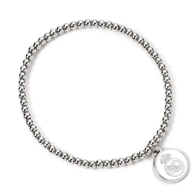 Real Madrid CF Silver Finish Bead Bracelet