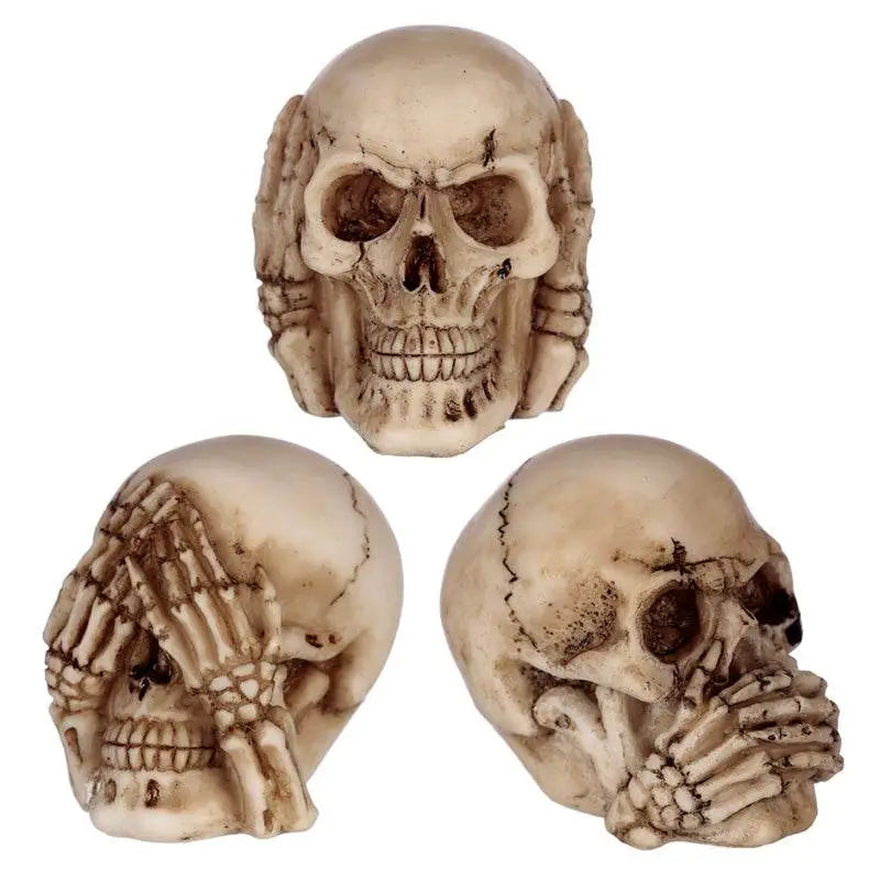 Set of 3 Small See No Hear No Speak No Evil Skulls - Gothic Fantasy Skulls & Skeletons