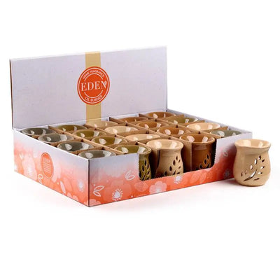 Simple Leaf Fretwork Design Crackle Glaze Ceramic Oil Burner - Oil Burners & Wax Melt Burners