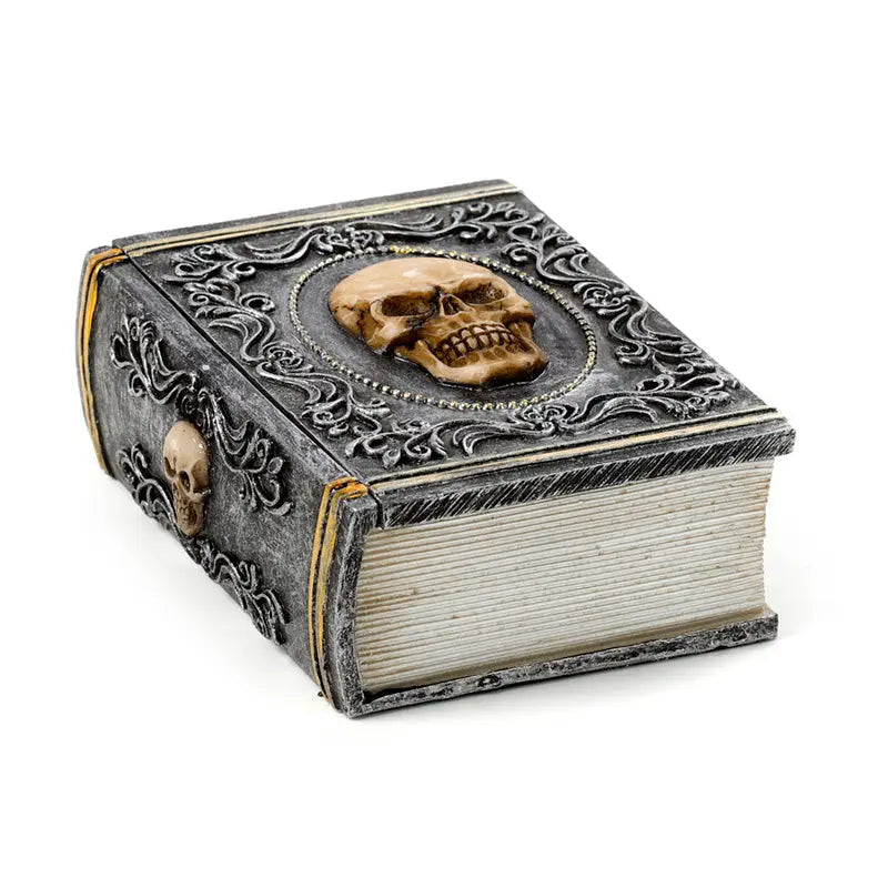 Skull Embellished Book Shaped Trinket Box - Gothic Fantasy Skulls & Skeletons