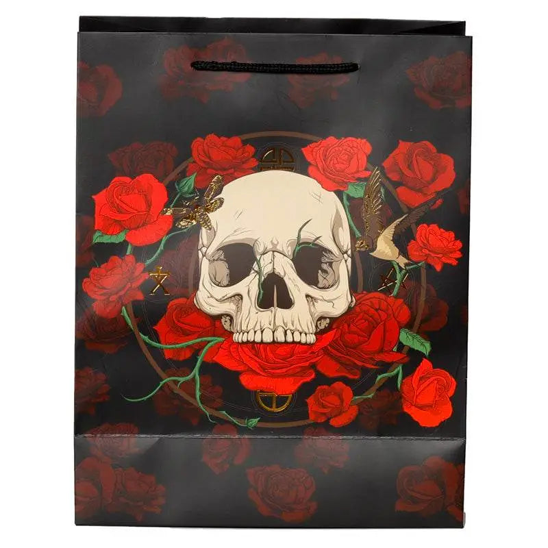 Skulls and Roses Red Roses Gift Bag Large - Gothic Fantasy Skulls & Skeletons