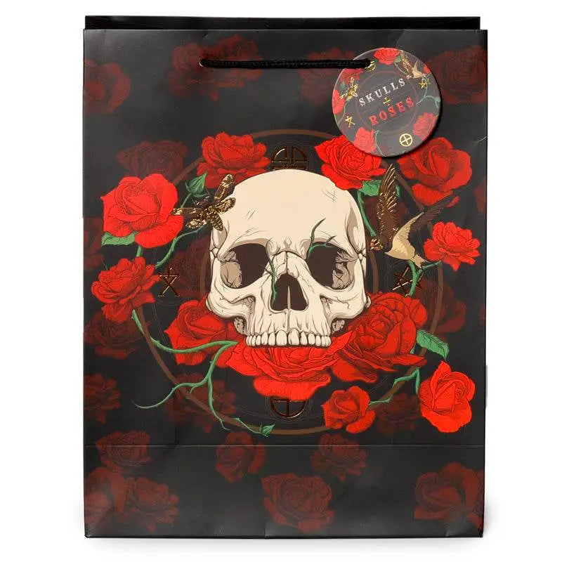 Skulls and Roses Red Roses Gift Bag Large - Gothic Fantasy Skulls & Skeletons