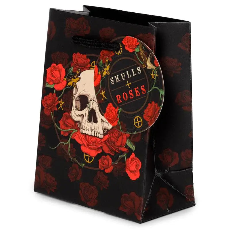 Skulls and Roses Red Roses Gift Bag Small - Gothic Fantasy Skulls & Skeletons