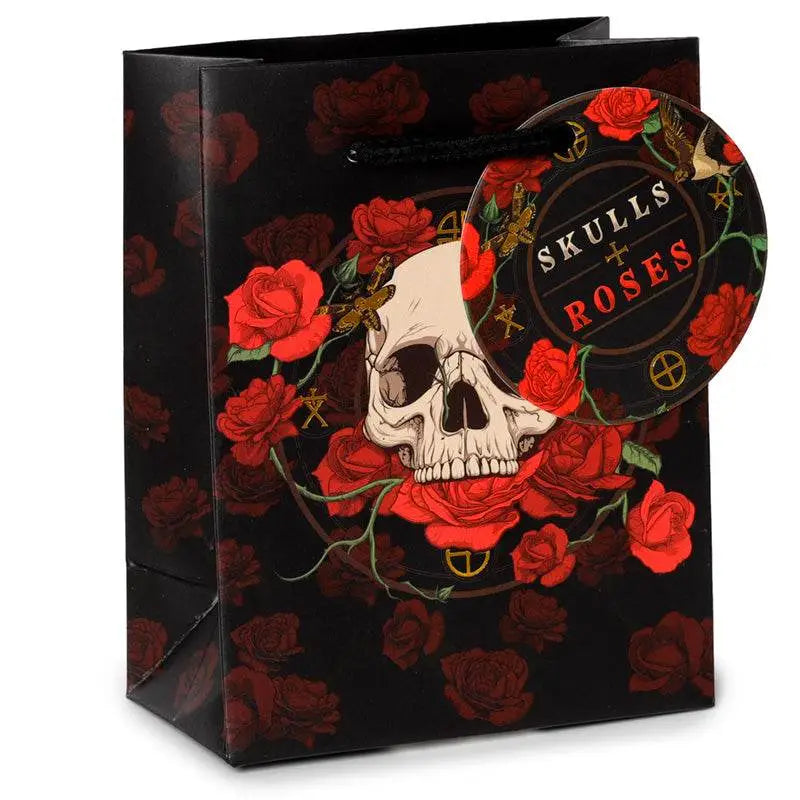 Skulls and Roses Red Roses Gift Bag Small - Gothic Fantasy Skulls & Skeletons