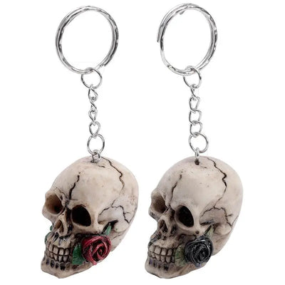 Skulls and Roses Skull Keyring - Keyrings & Key Chains