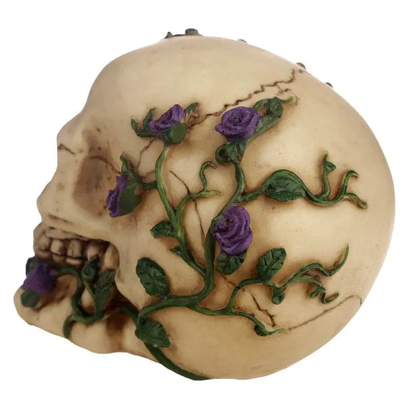 Skulls and Roses Skull with Purple Roses - Gothic Fantasy Skulls & Skeletons