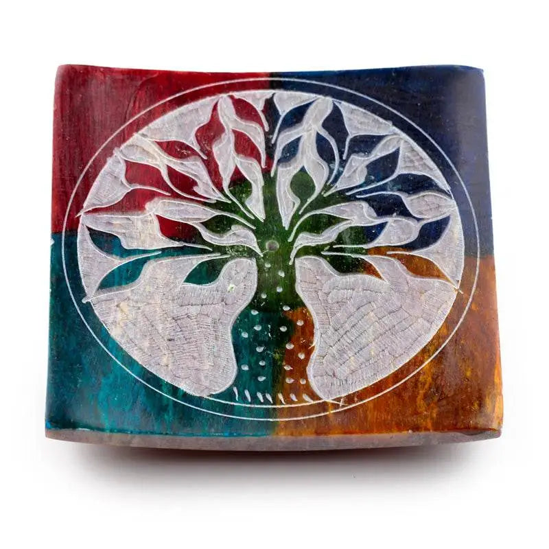 Soapstone Tree of Life Incense Burner Dish - Incense Burners & Ash Catchers