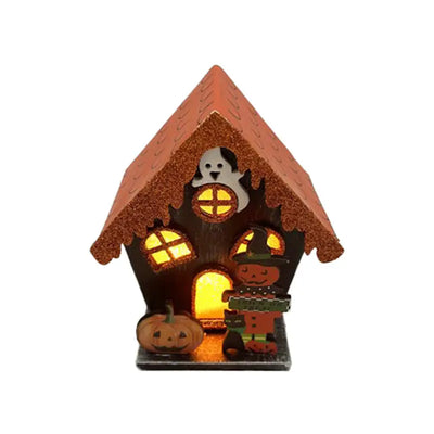 Spooky Trick or Treat Pumpkin House Halloween LED Decoration