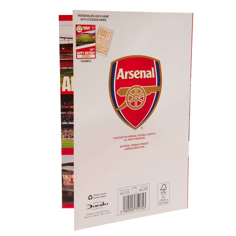 Arsenal FC Birthday Card With Stickers - Gift Arch