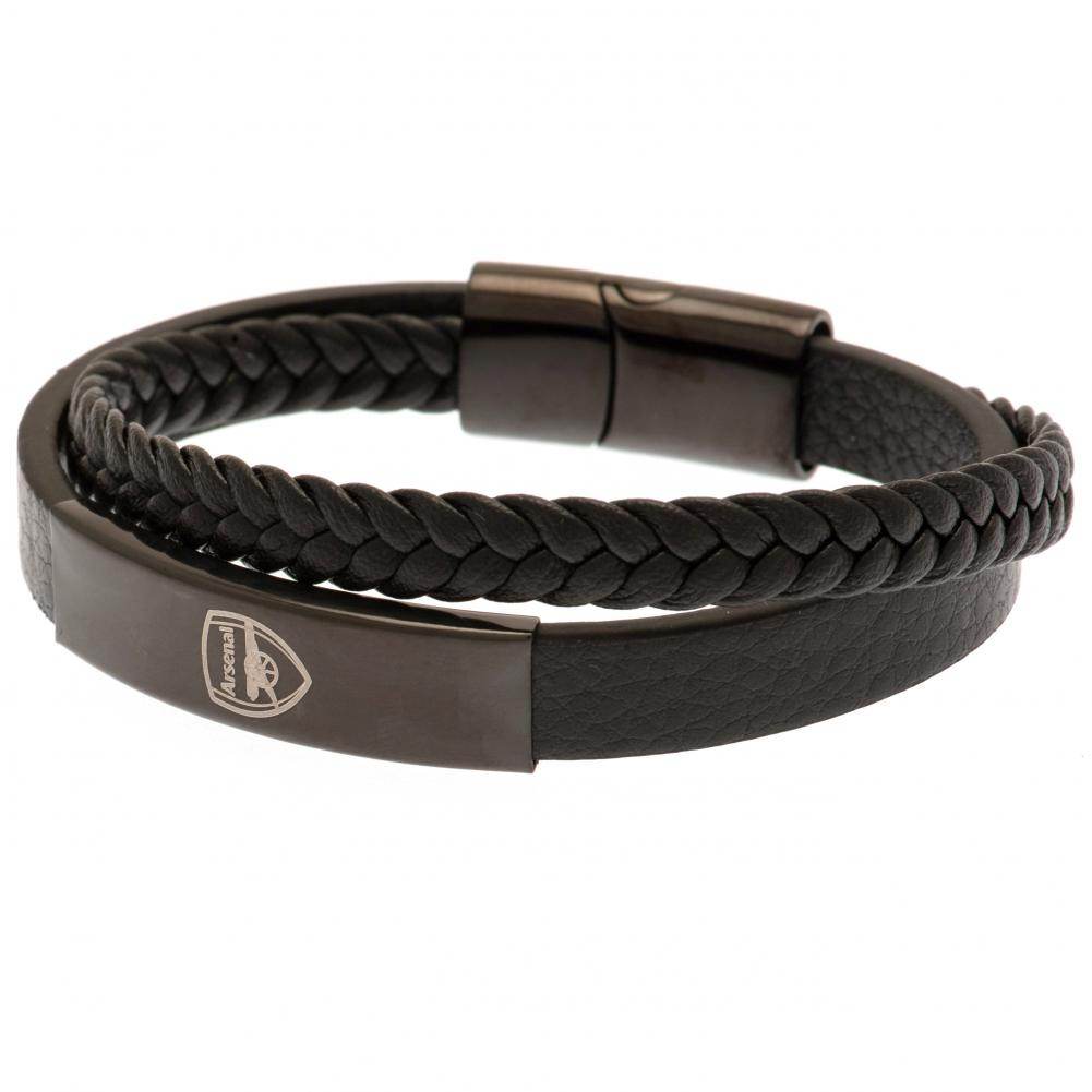 Arsenal FC Black IP Leather Bracelet - Gift Arch