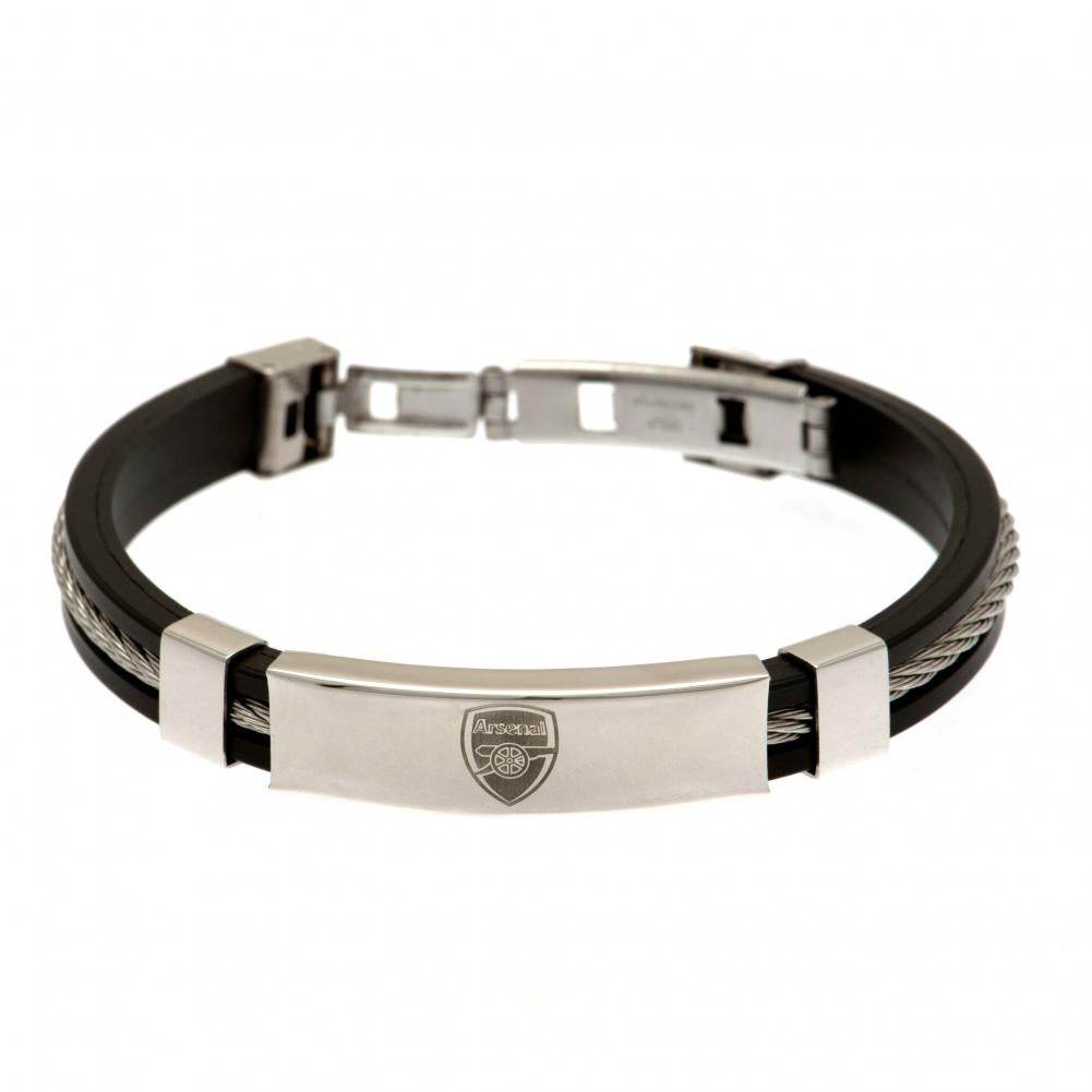 Arsenal FC Silver Inlay Silicone Bracelet - Gift Arch
