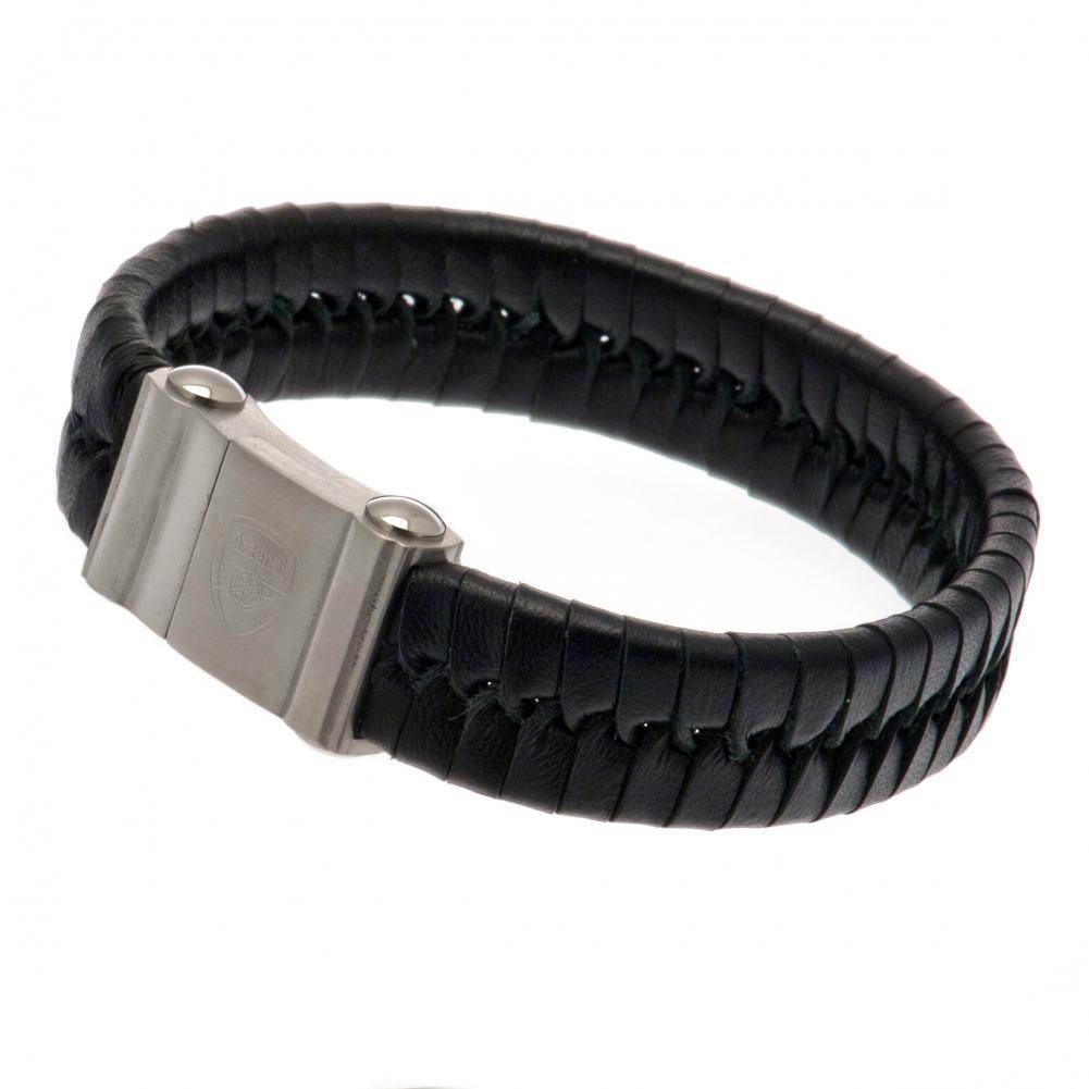 Arsenal FC Single Plait Leather Bracelet - Gift Arch