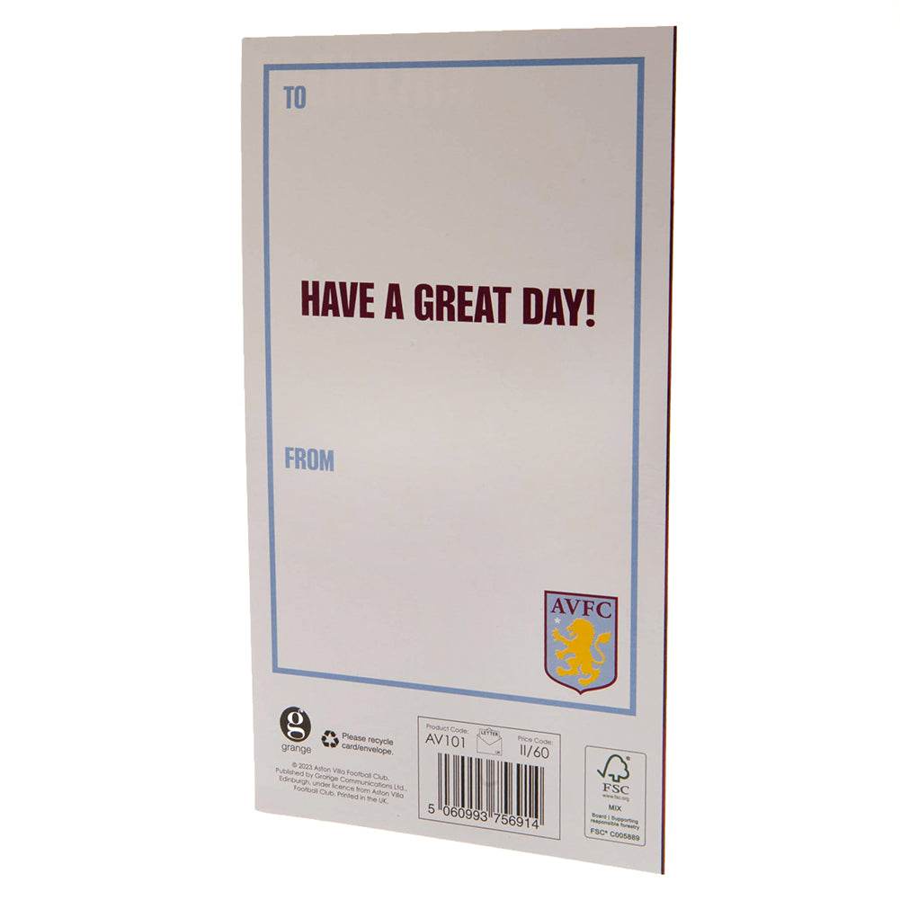 Aston Villa FC Crest Birthday Card - Gift Arch