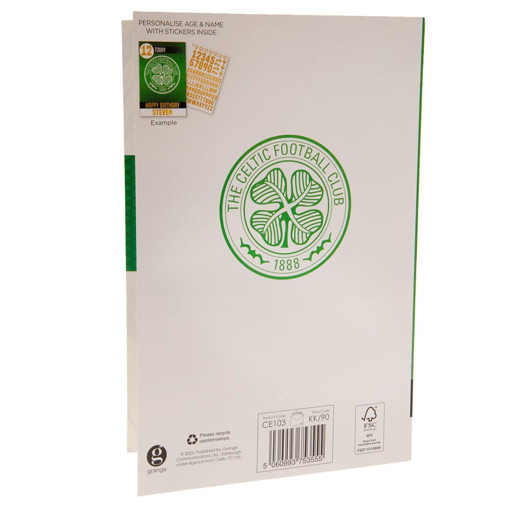 Celtic FC Birthday Card With Stickers - Gift Arch