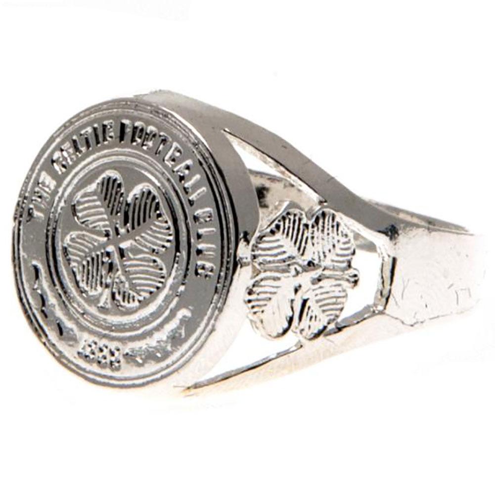 Celtic FC Silver Plated Crest Ring Medium - Gift Arch