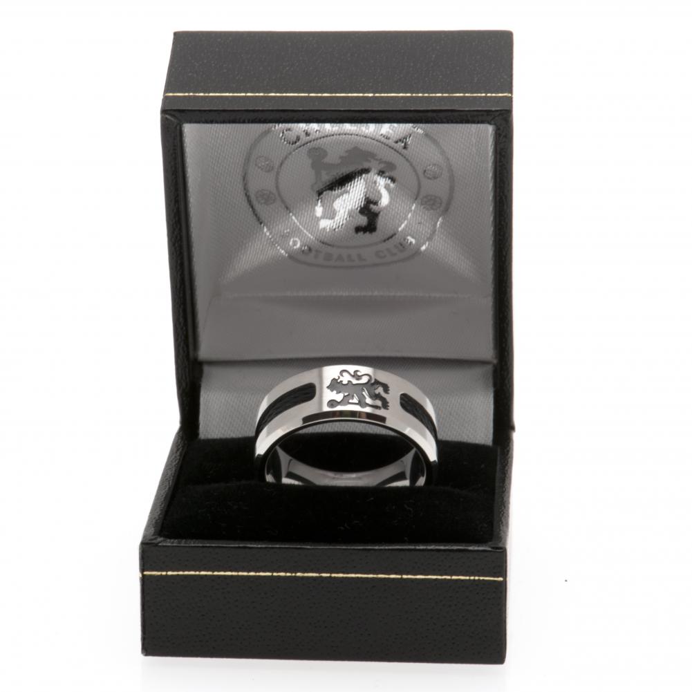 Chelsea FC Black Inlay Ring Large - Gift Arch