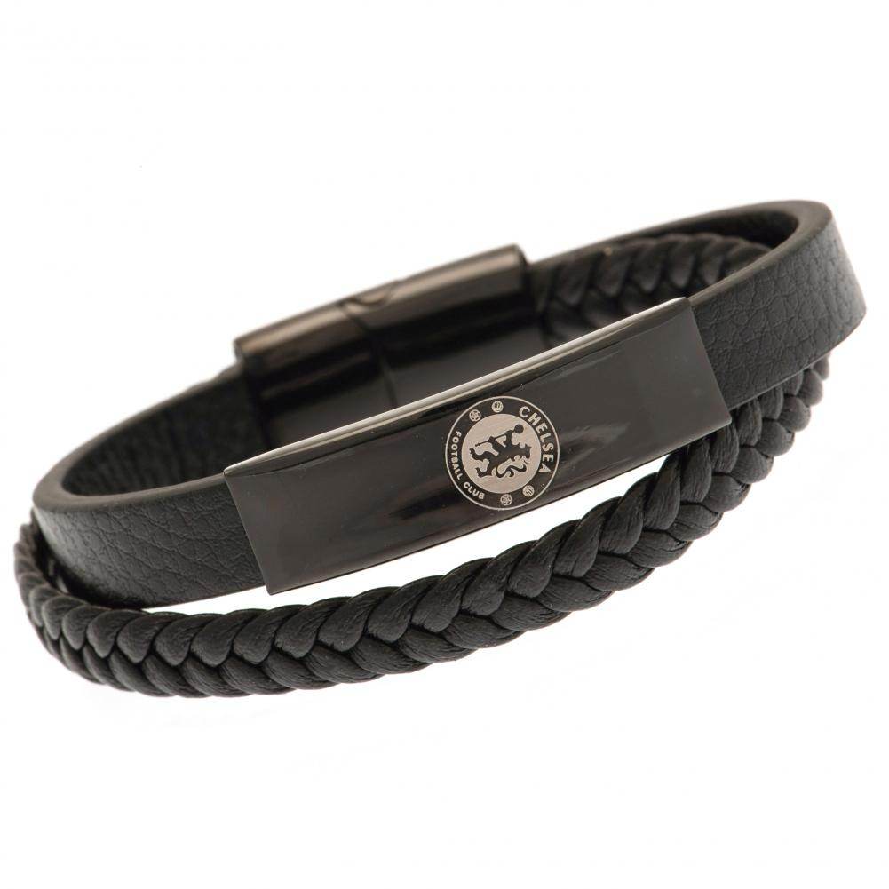 Chelsea FC Black IP Leather Bracelet - Gift Arch