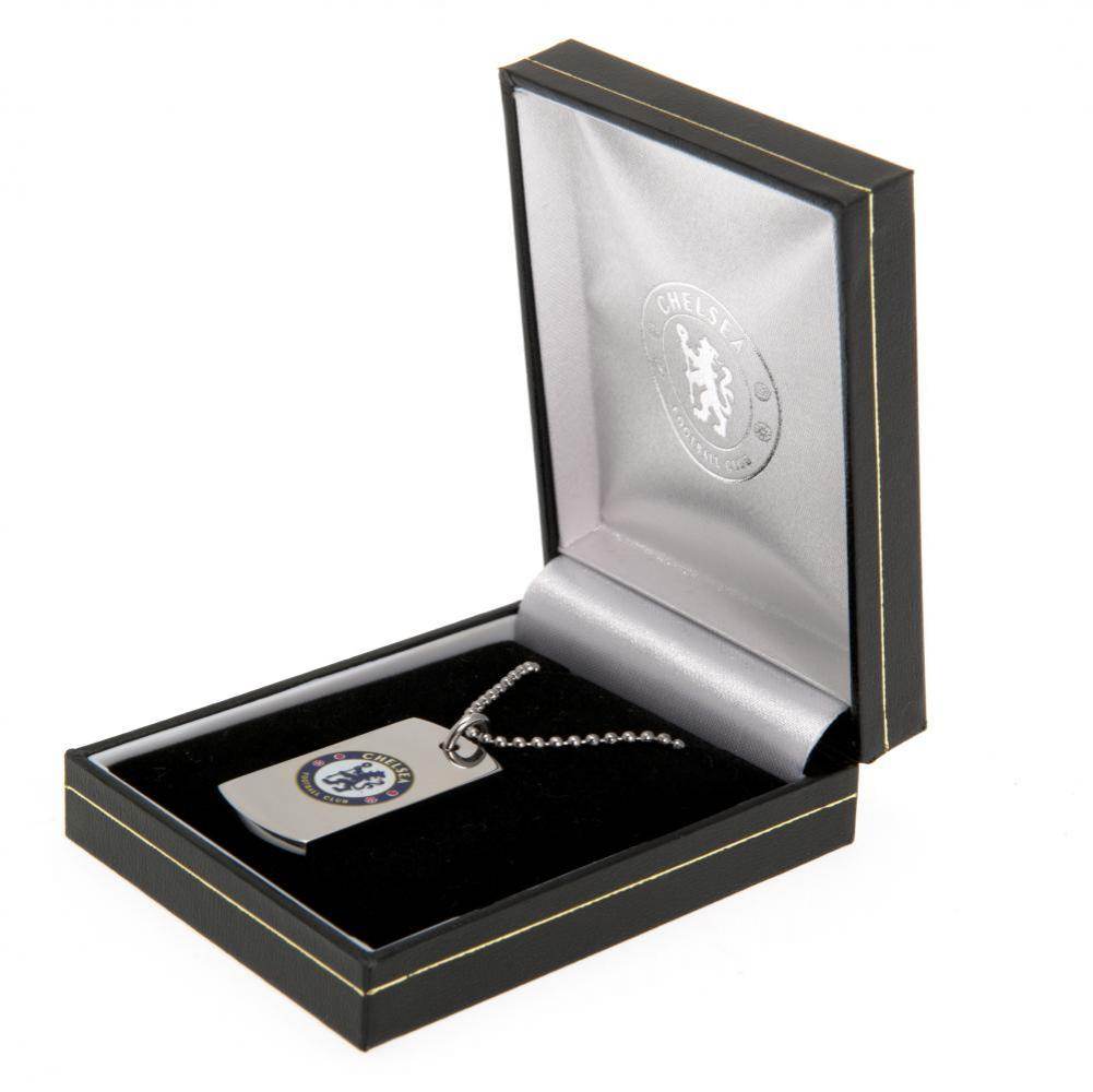 Chelsea FC Colour Crest Dog Tag & Chain - Gift Arch