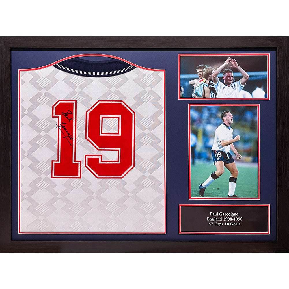 England FA 1990 Gascoigne Signed Shirt (Framed) - Gift Arch
