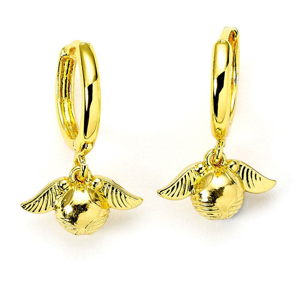 Harry Potter Gold Plated Golden Snitch Hoop Earrings - Gift Arch