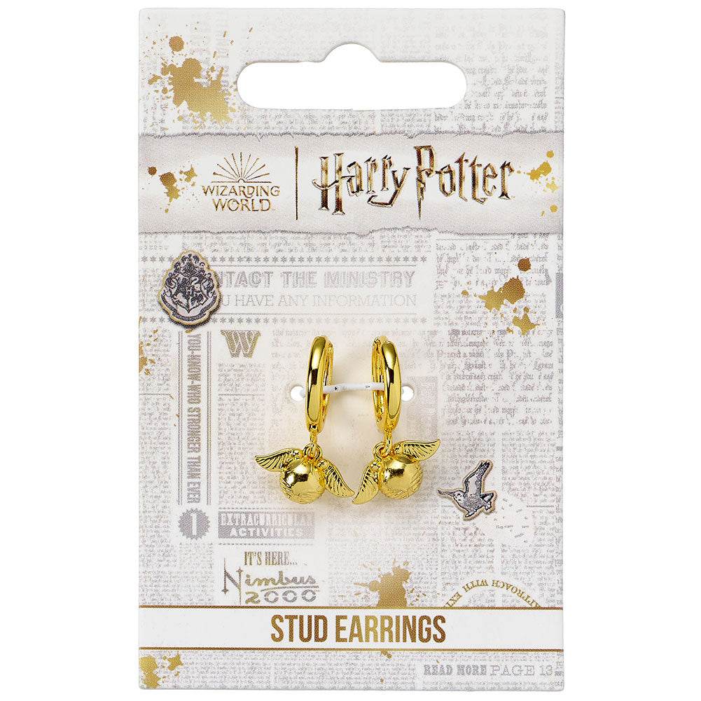Harry Potter Gold Plated Golden Snitch Hoop Earrings - Gift Arch