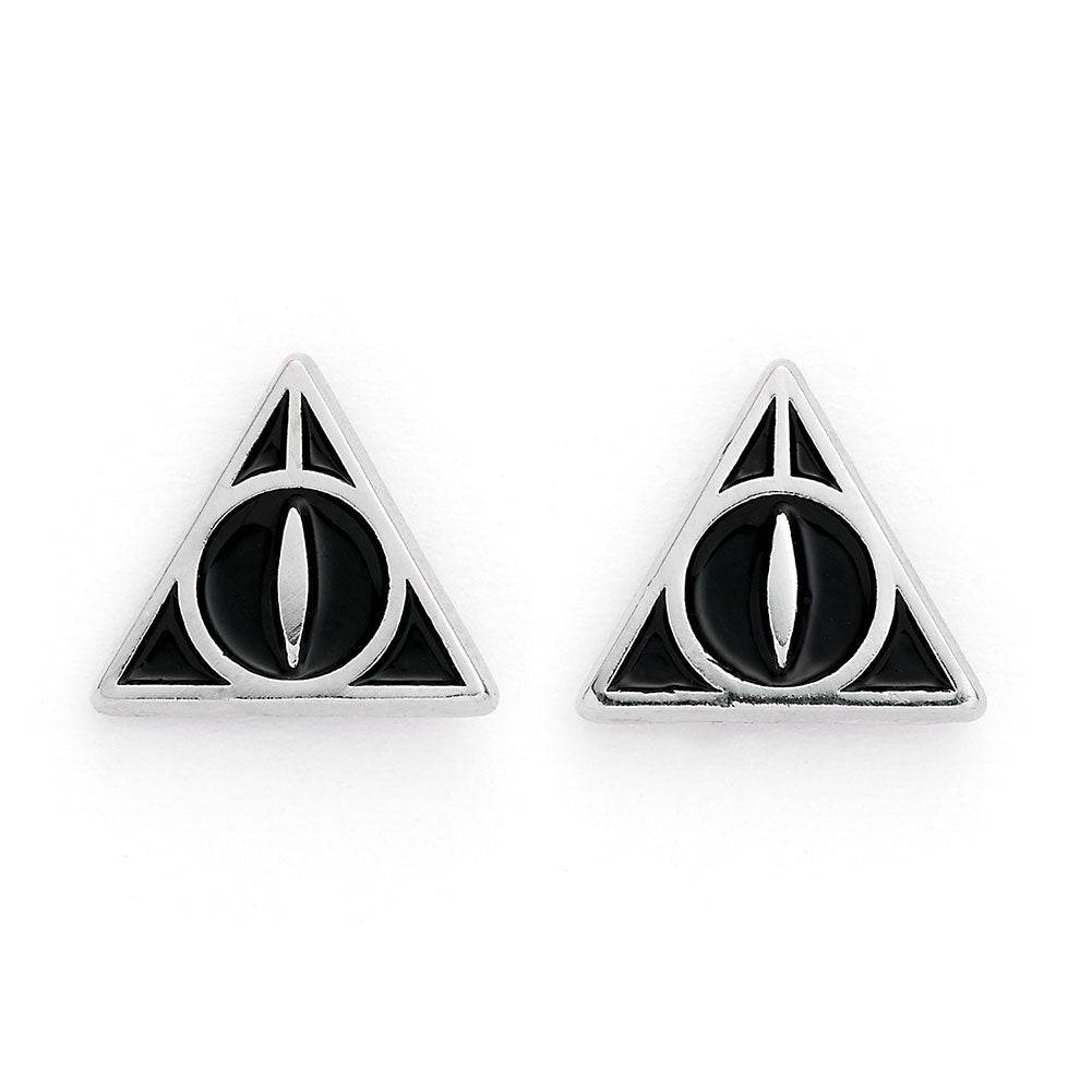 Harry Potter Silver Plated Deathly Hallows Stud Earrings - Gift Arch