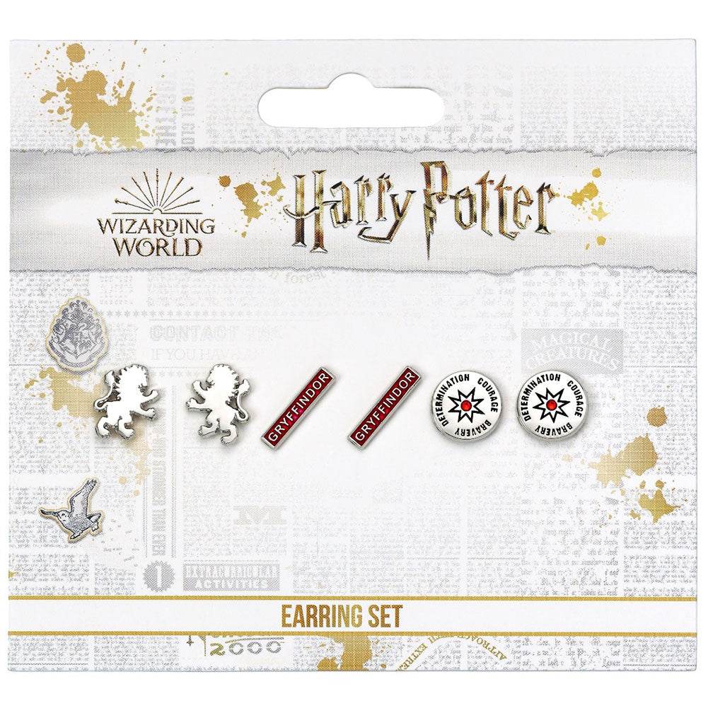 Harry Potter Silver Plated Earring Set Gryffindor - Gift Arch