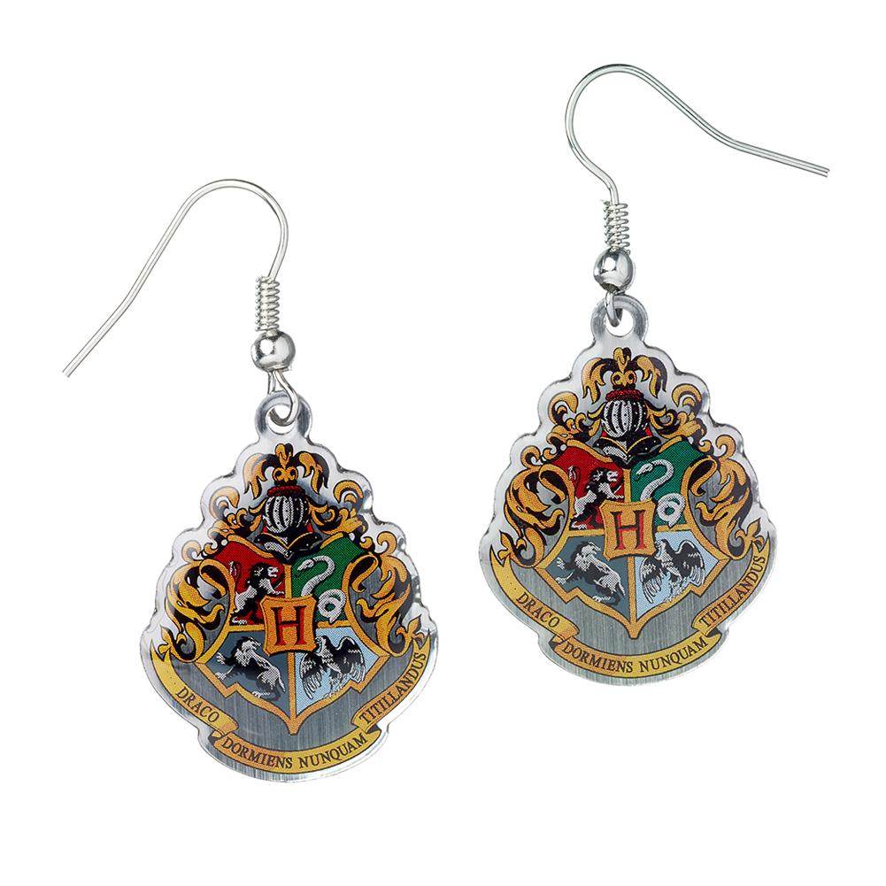 Harry Potter Silver Plated Hogwarts Crest Hook Earrings - Gift Arch