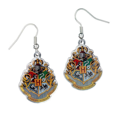 Harry Potter Silver Plated Hogwarts Crest Hook Earrings - Gift Arch