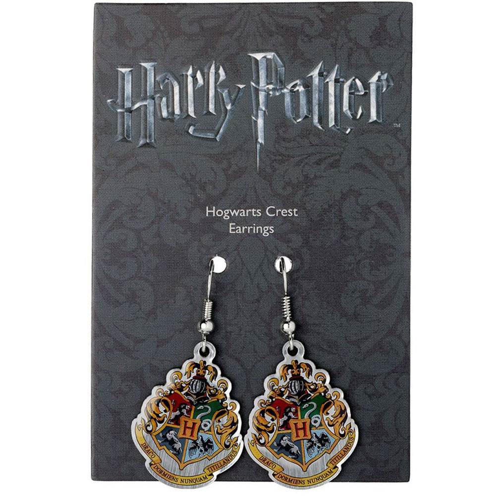 Harry Potter Silver Plated Hogwarts Crest Hook Earrings - Gift Arch