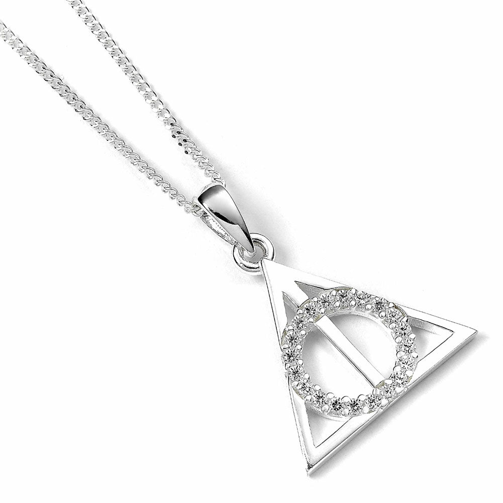 Harry Potter Sterling Silver Crystal Necklace Deathly Hallows - Gift Arch
