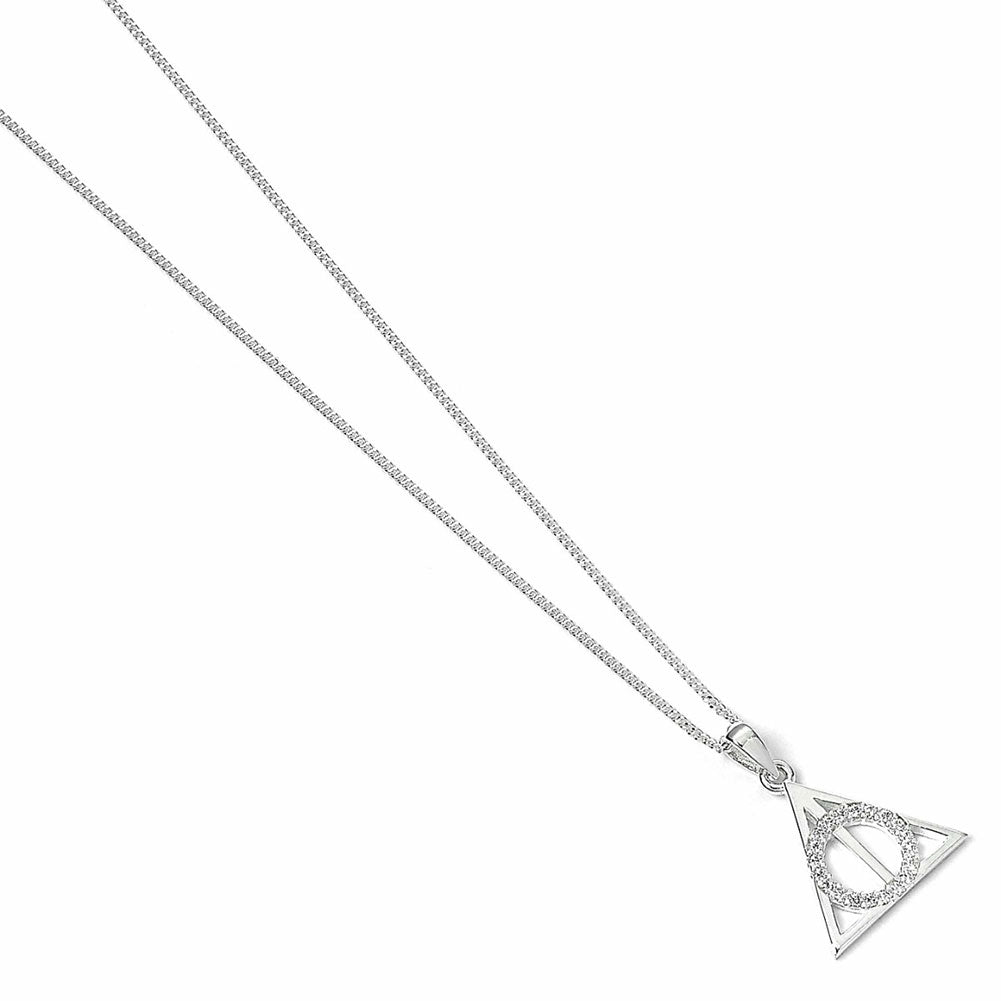 Harry Potter Sterling Silver Crystal Necklace Deathly Hallows - Gift Arch