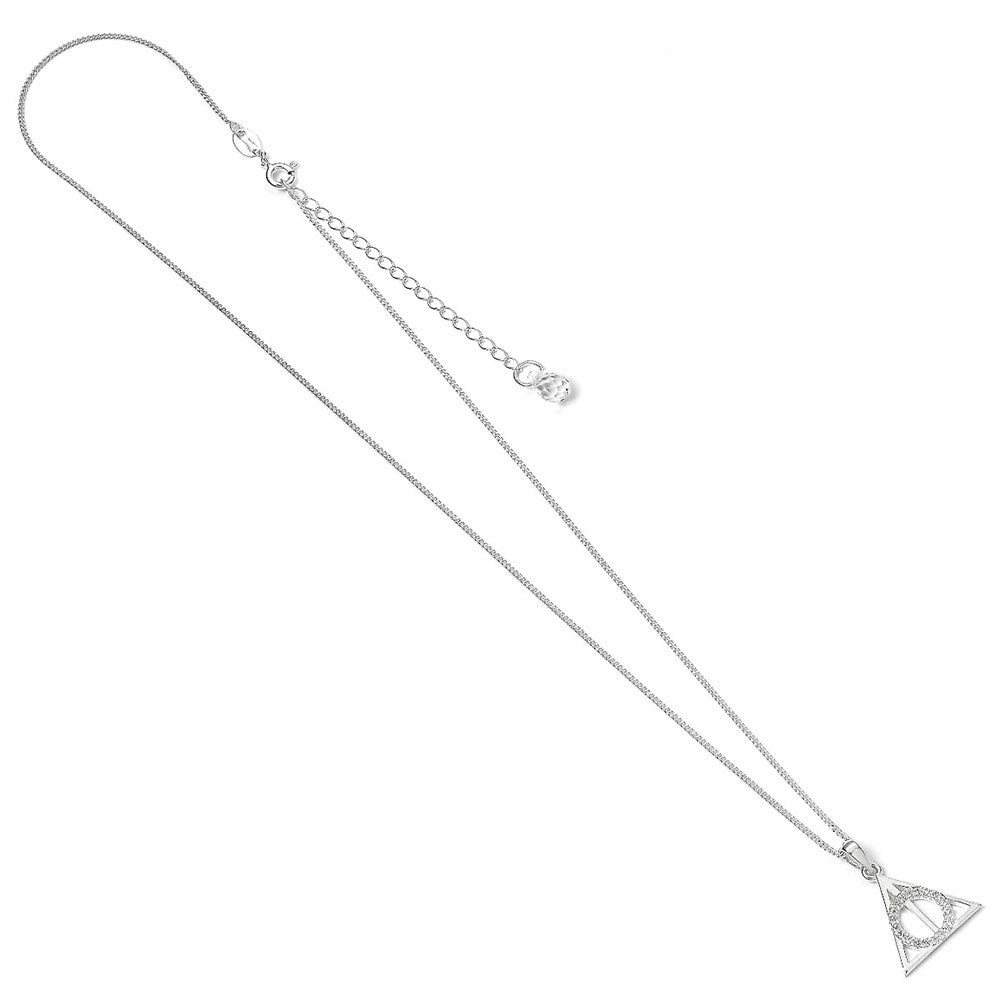 Harry Potter Sterling Silver Crystal Necklace Deathly Hallows - Gift Arch