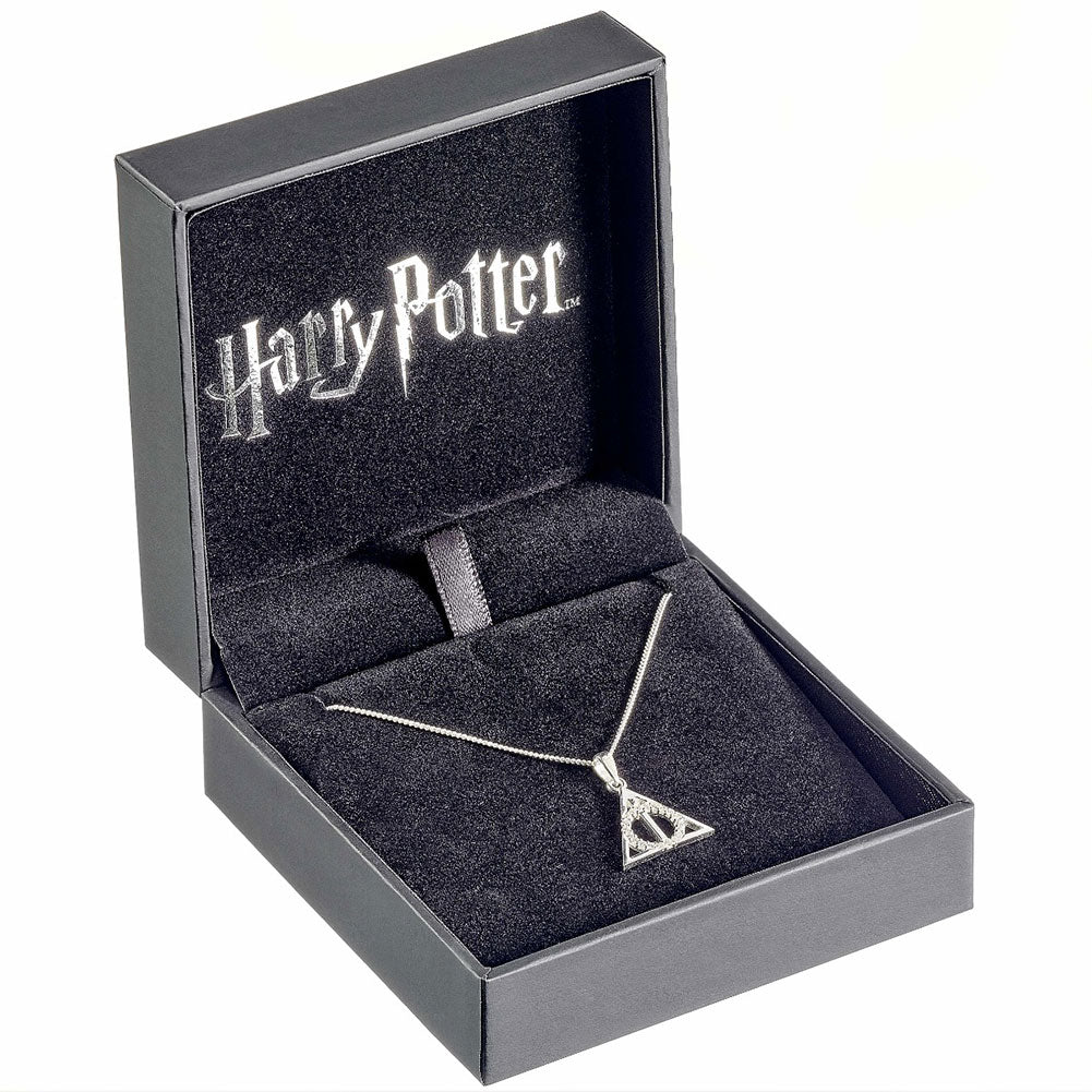 Harry Potter Sterling Silver Crystal Necklace Deathly Hallows - Gift Arch