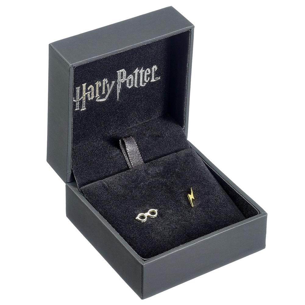 Harry Potter Sterling Silver Earrings Lightning Bolt & Glasses - Gift Arch