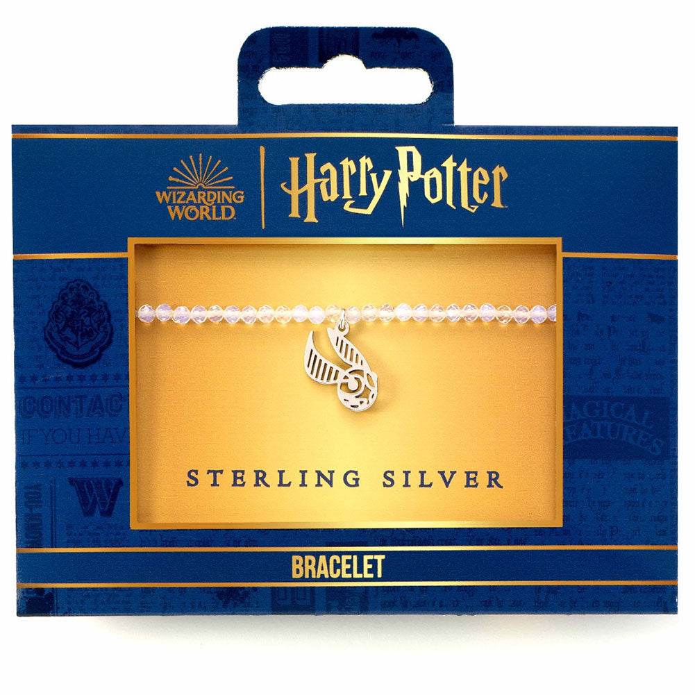 Harry Potter Stone Bracelet With Sterling Silver Charm Golden Snitch - Gift Arch
