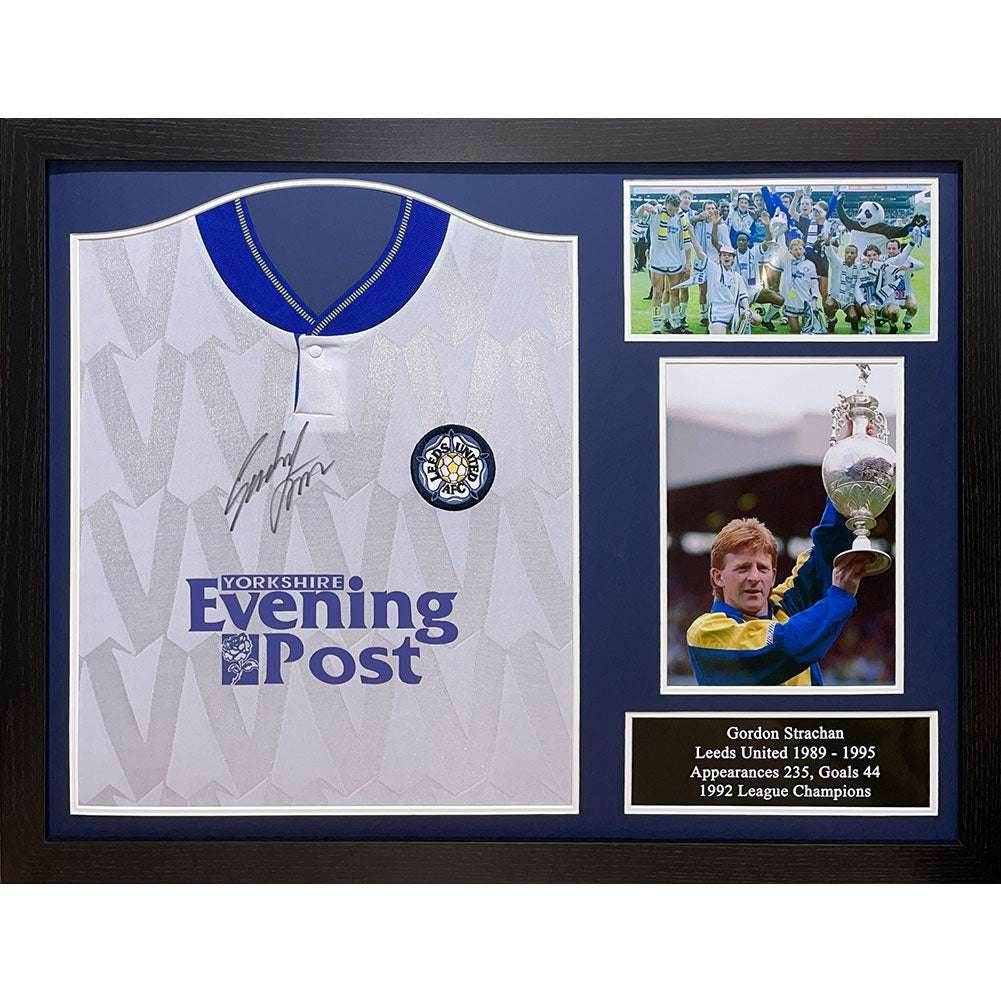 Leeds United FC 1992 Strachan Signed Shirt (Framed) - Gift Arch