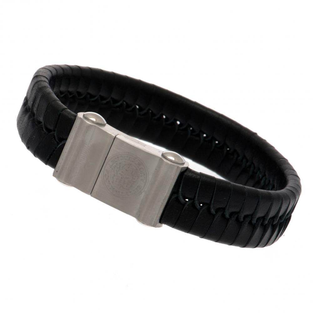 Leicester City FC Single Plait Leather Bracelet - Gift Arch