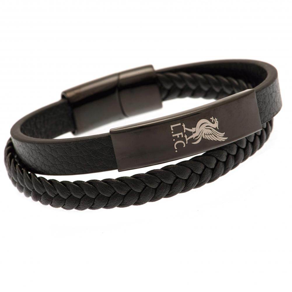 Liverpool FC Black IP Leather Bracelet - Gift Arch