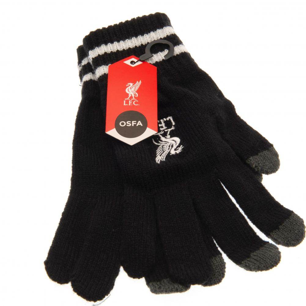 Liverpool FC Touchscreen Knitted Gloves Youths BK - Gift Arch