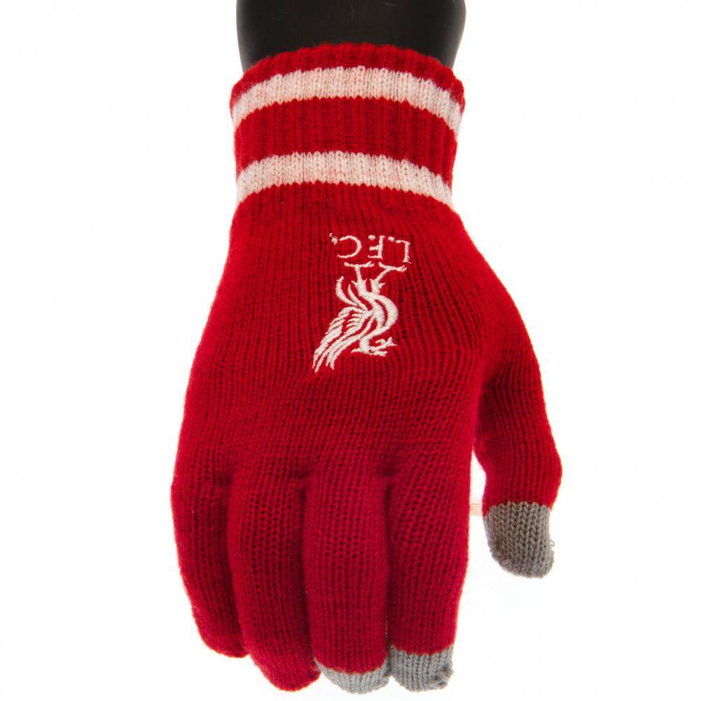 Liverpool FC Touchscreen Knitted Gloves Youths RD - Gift Arch