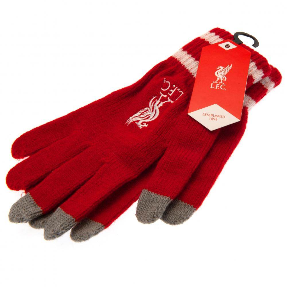 Liverpool FC Touchscreen Knitted Gloves Youths RD - Gift Arch
