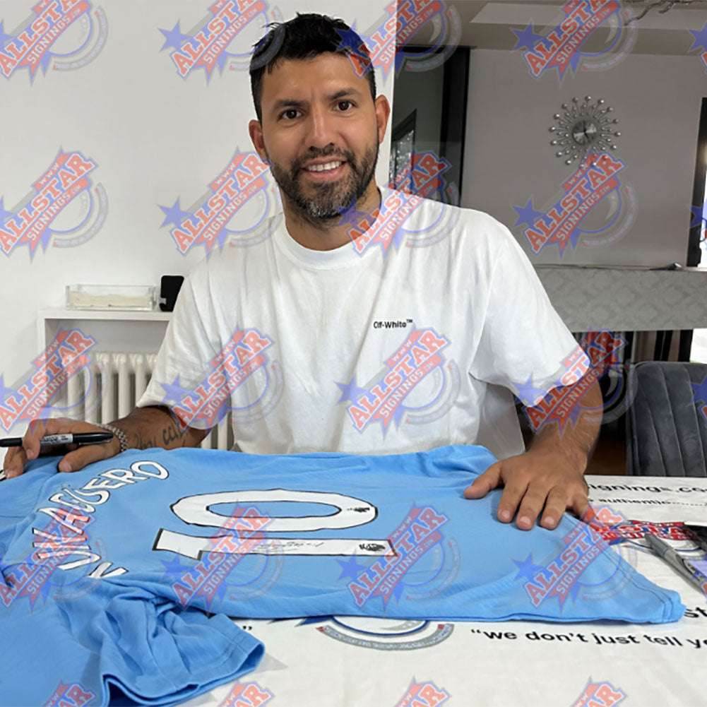 Manchester City FC Aguero Signed Shirt - Gift Arch