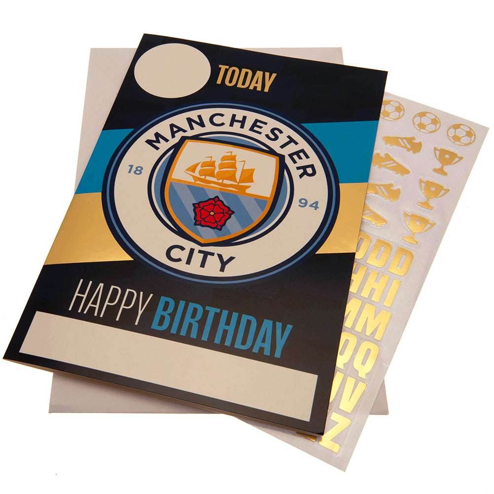Manchester City FC Birthday Card With Stickers - Gift Arch