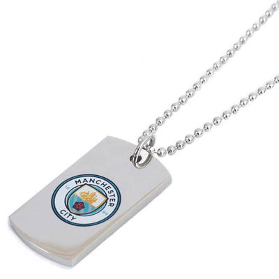 Manchester City FC Colour Crest Dog Tag & Chain - Gift Arch
